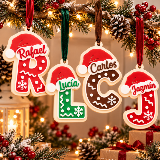 Adorno navideño de letras impreso en 3D