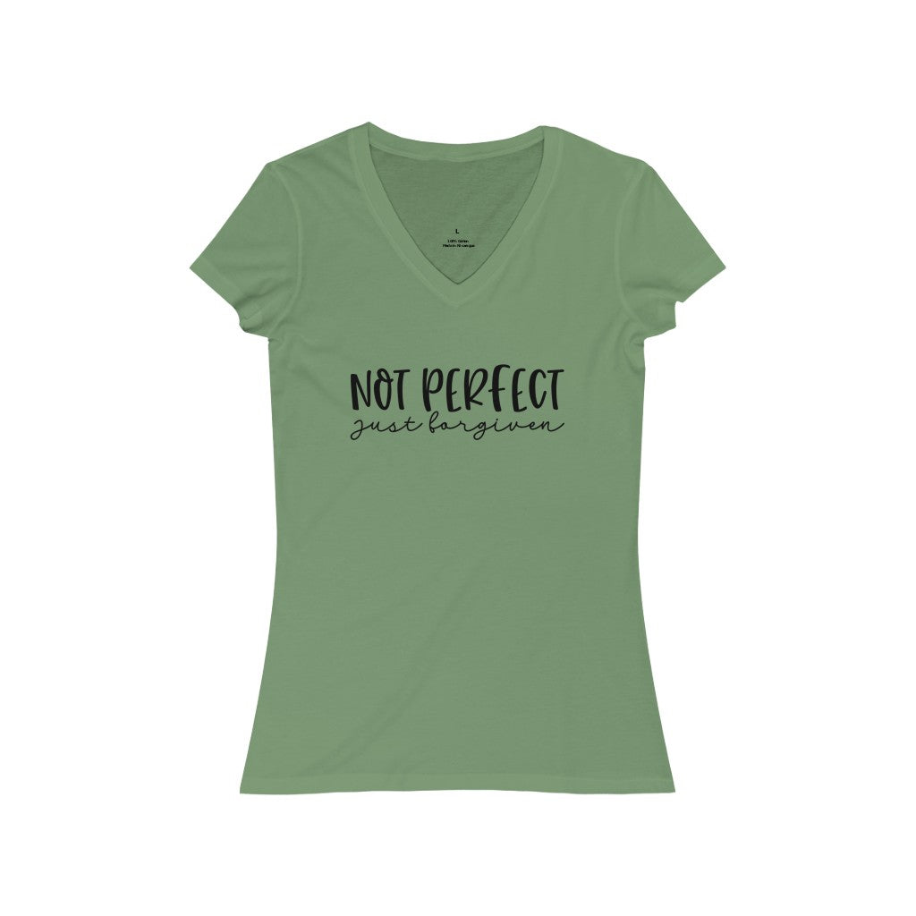 Not Perfect  just forgiven Jersey Short Sleeve V-Neck Tee