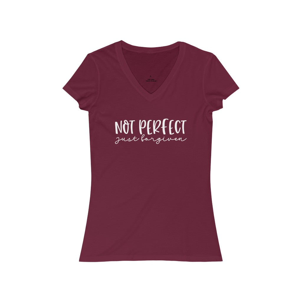Not Perfect  just forgiven Jersey Short Sleeve V-Neck Tee