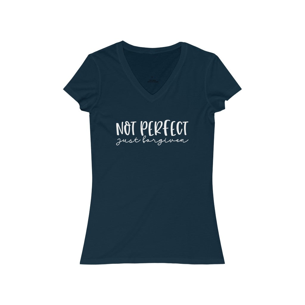 Not Perfect  just forgiven Jersey Short Sleeve V-Neck Tee