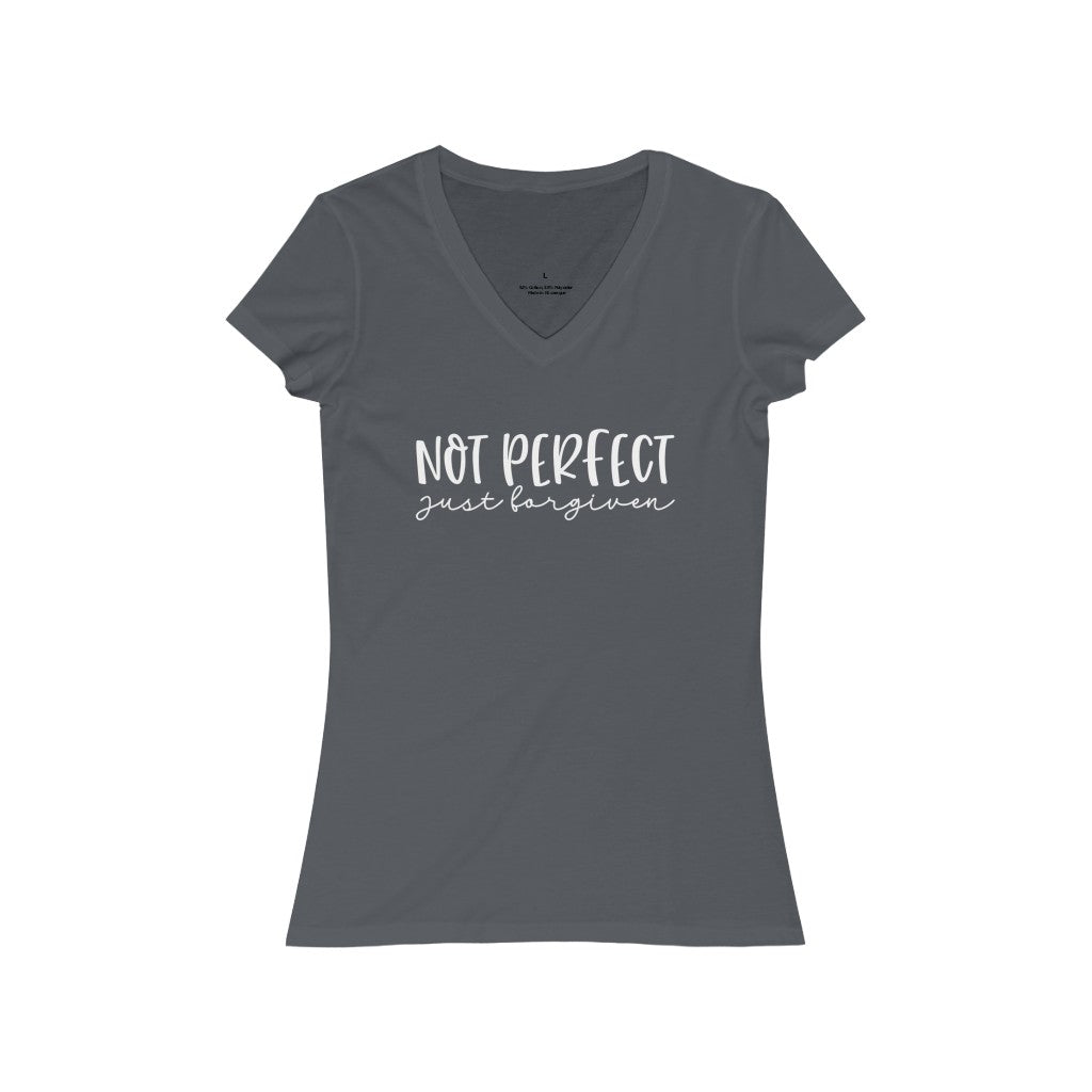 Not Perfect  just forgiven Jersey Short Sleeve V-Neck Tee