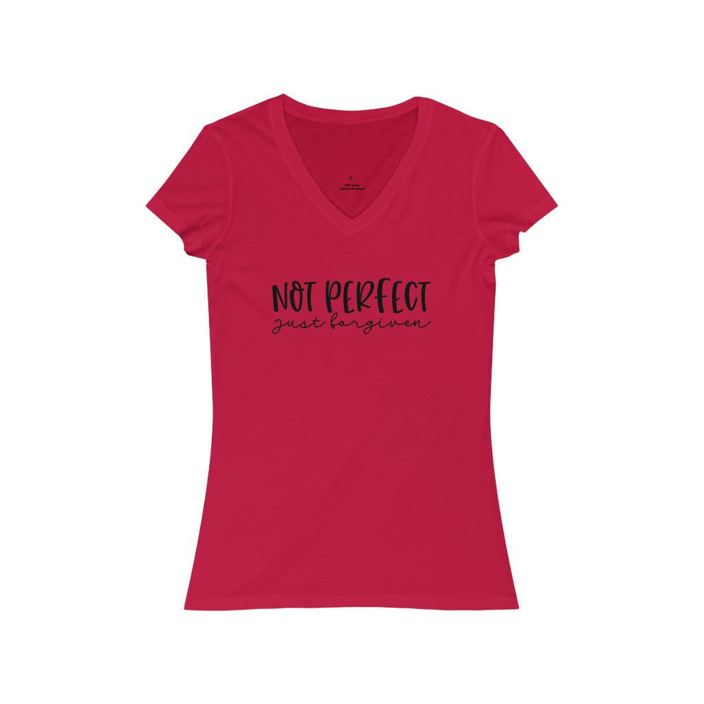 Not Perfect  just forgiven Jersey Short Sleeve V-Neck Tee