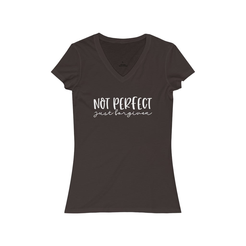 Not Perfect  just forgiven Jersey Short Sleeve V-Neck Tee