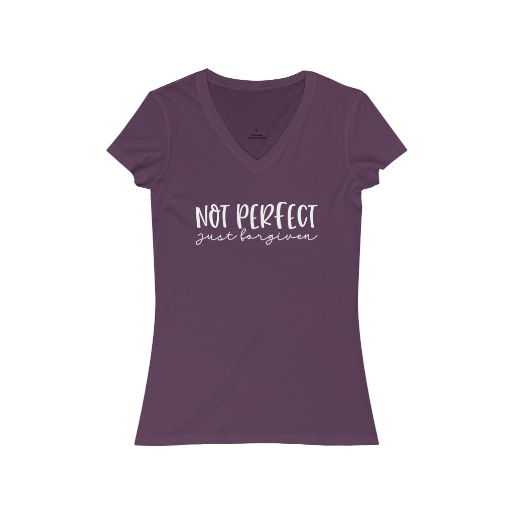 Not Perfect  just forgiven Jersey Short Sleeve V-Neck Tee