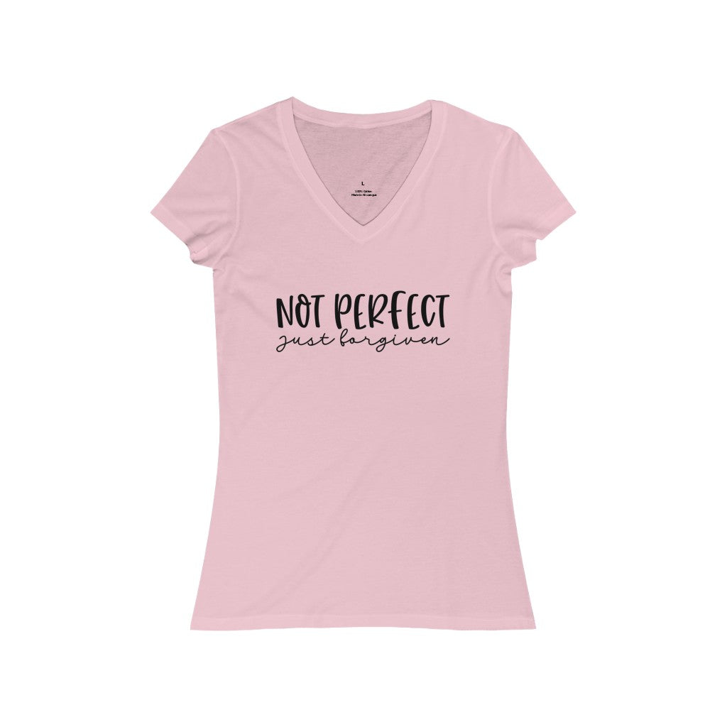 Not Perfect  just forgiven Jersey Short Sleeve V-Neck Tee